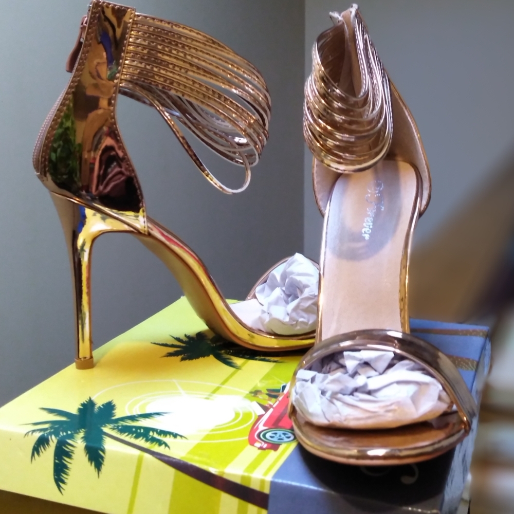 Rose gold stiletto heels